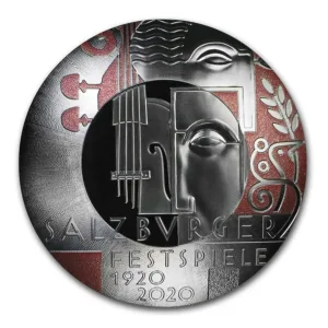 Moneda de plata del festival de Salzburgo ganadora del concurso a moneda más artística del 2022.