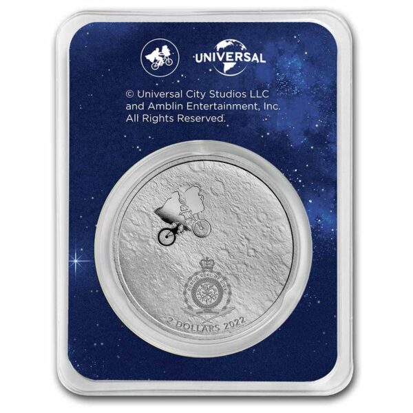 Moneda de plata de E.T. anverso con empaque