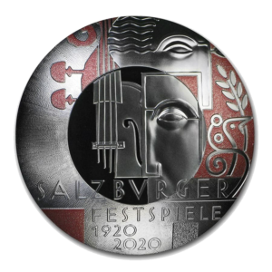 Moneda de plata del festival de Salzburgo ganadora del concurso a moneda más artística del 2022.
