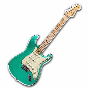 Guitarra Fender Stratocaster verde 1 onza de plata anverso