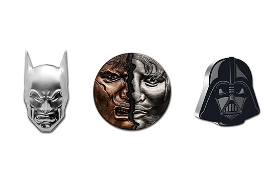 Moneda de batman, alter ego y darth vader