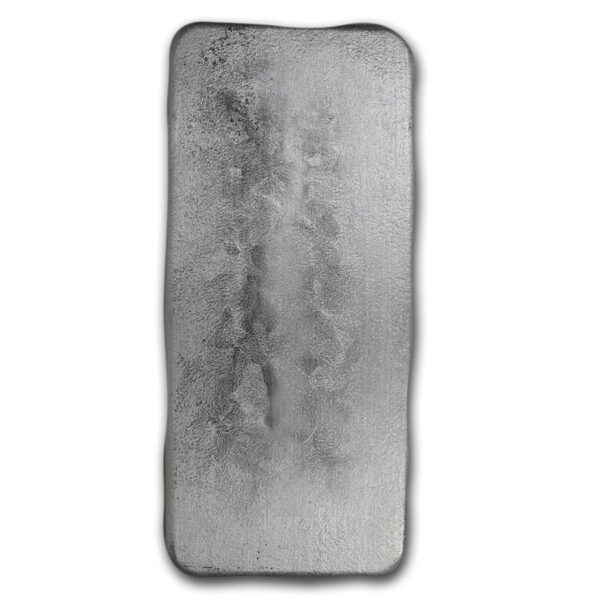 Parte posterior de un lingote de plata de acuñación suiza PAMP de 1 kilo con nivel de pureza de 999.