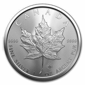 moneda de plata hoja de arce 2023 con el diseño de la hoja de arce Canadá.