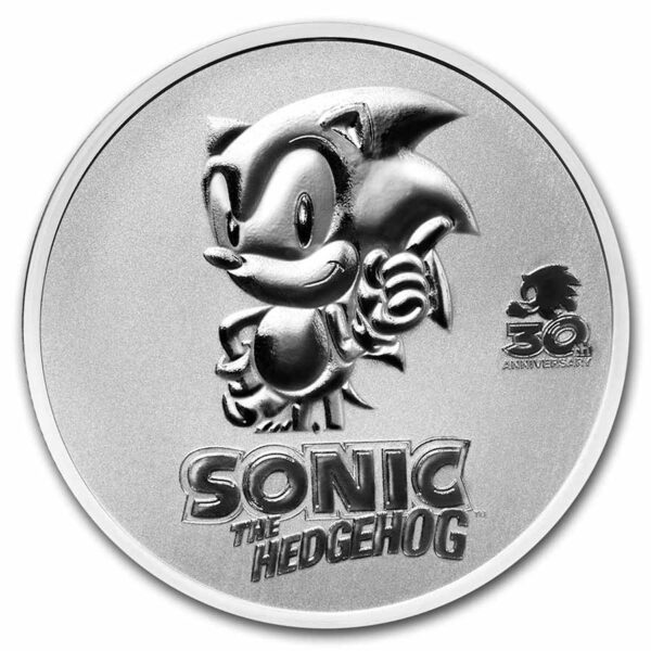 Sonic moneda de plata de 1 onza troy con el diseño del personaje por sus 30 años