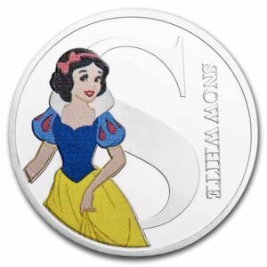 Moneda de cuproníquel de Blanca Nieves con la letra S de Snow White.