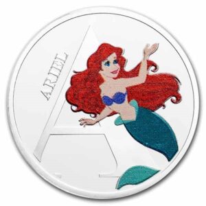 Moneda de cuproníquel de la sirenita con la letra A de Ariel.