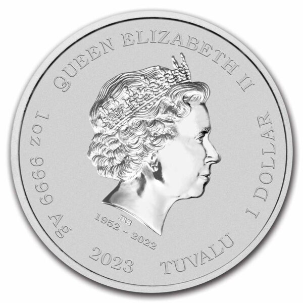 Casino Royal 007 moneda de plata efigie de la reina Elizabeth II.