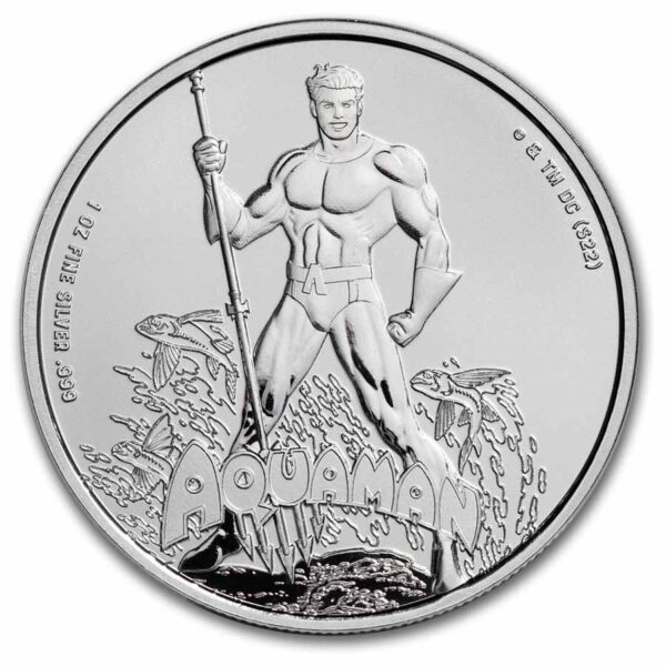 Aquaman moneda de plata licenciada por DC COMICS 2023.