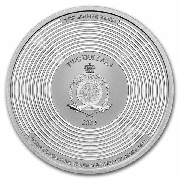 Moneda de plata KISS 50 aniversario 1 onza troy plata 999.
