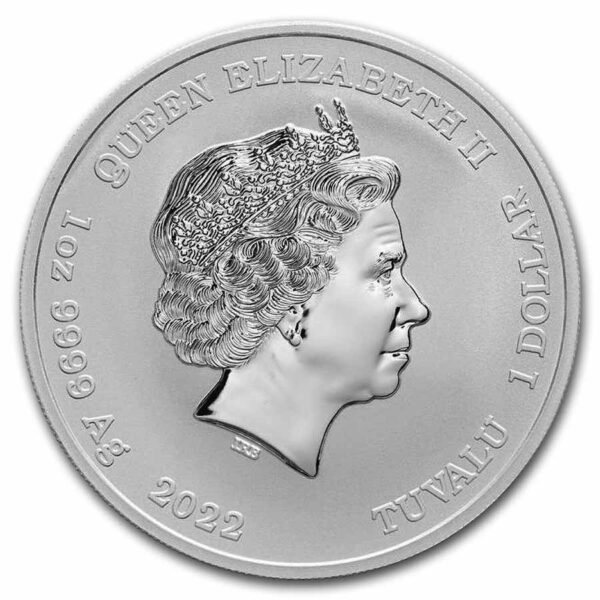 Anverso de la moneda de plata Afrodita con la efigie de la reina Elizabeth II.