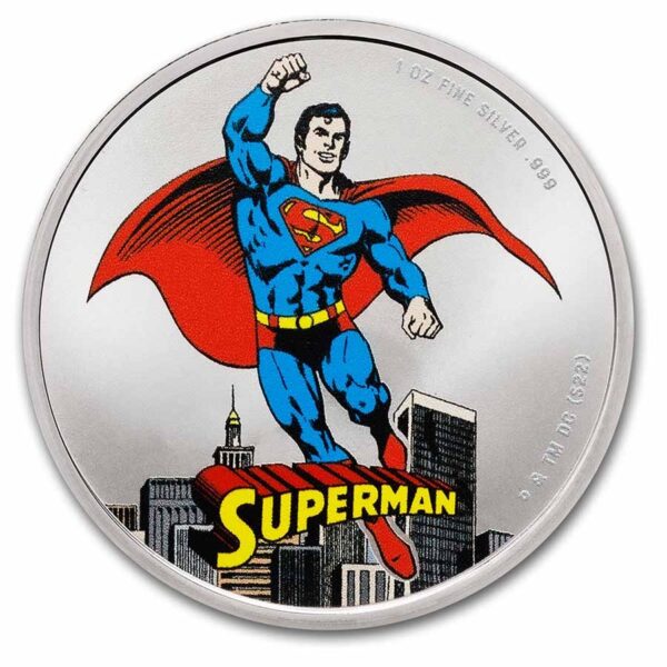 Moneda de plata superman a color 2023 DC COMICS.