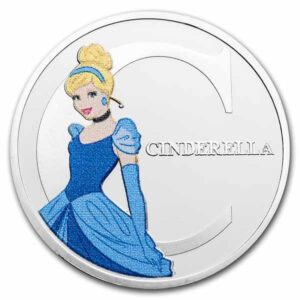 Moneda de cuproníquel de la cenicienta con la letra C de Cinderella.