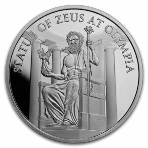 Estatua de Zeus en Olimpia moneda de plata