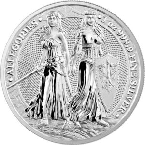 Alegoria femenina de Germania y Polonia en moneda de plata.