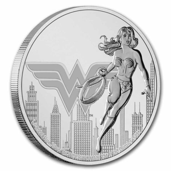 Moneda de plata Mujer Maravilla con logo y licencia DC COMICS