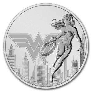 Mujer Maravilla moneda de plata con logo y licencia DC COMICS