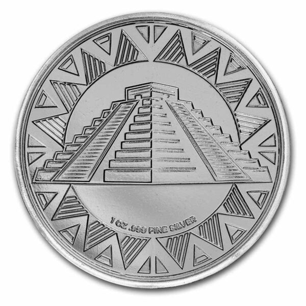Pirámide azteca moneda de plata.