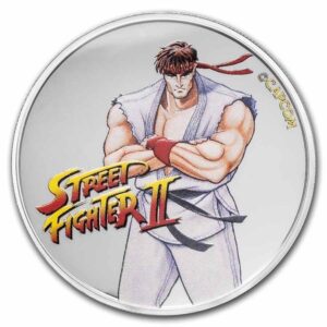Ryu moneda de plata Street Fighter II licenciada por Capcom.