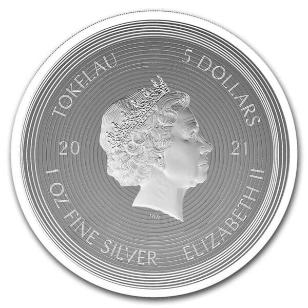 Mona Lisa serie de monedas de plata icon con la efigie de la Reina Elizabeth II.