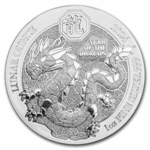 Moneda de plata Año del Dragón 2024 Rwanda
