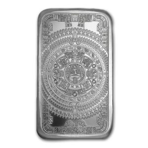 Calendario Azteca barra de plata 5 onzas