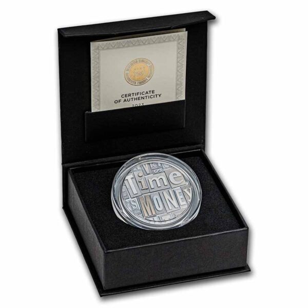 moneda de plata time is money 2 onzas 2023