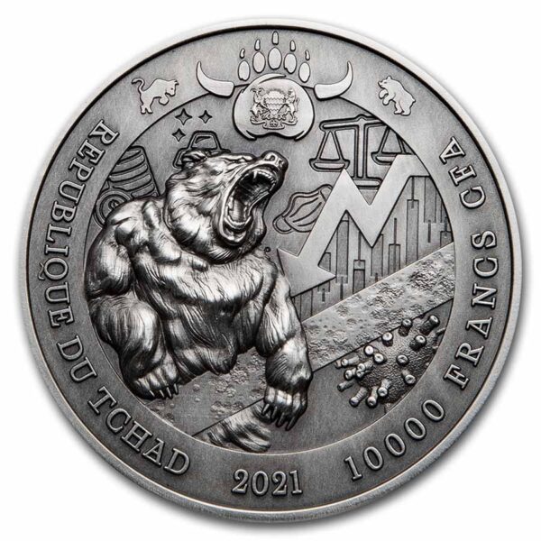 bear vs bull moneda de plata