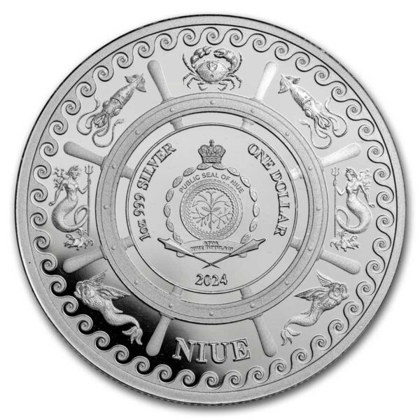 moneda de plata serpiente de mar criaturas míticas