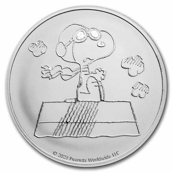 snoopy volando moneda de plata