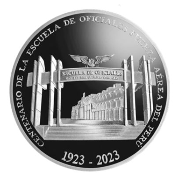 CENTENARIO DE LA ESCUELA DE OFICIALES DE LA FUERZA AEREA DEL PERU MONEDA DE PLATA