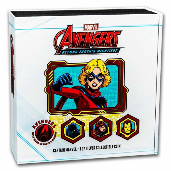 Moneda de plata Capitana Marvel - Colección Avengers 60 años