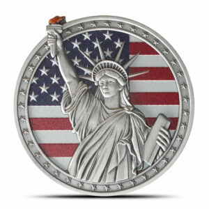 Estatua de la libertad moneda de plata a color 1 oz