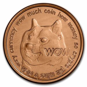 moneda de cobre dogecoin
