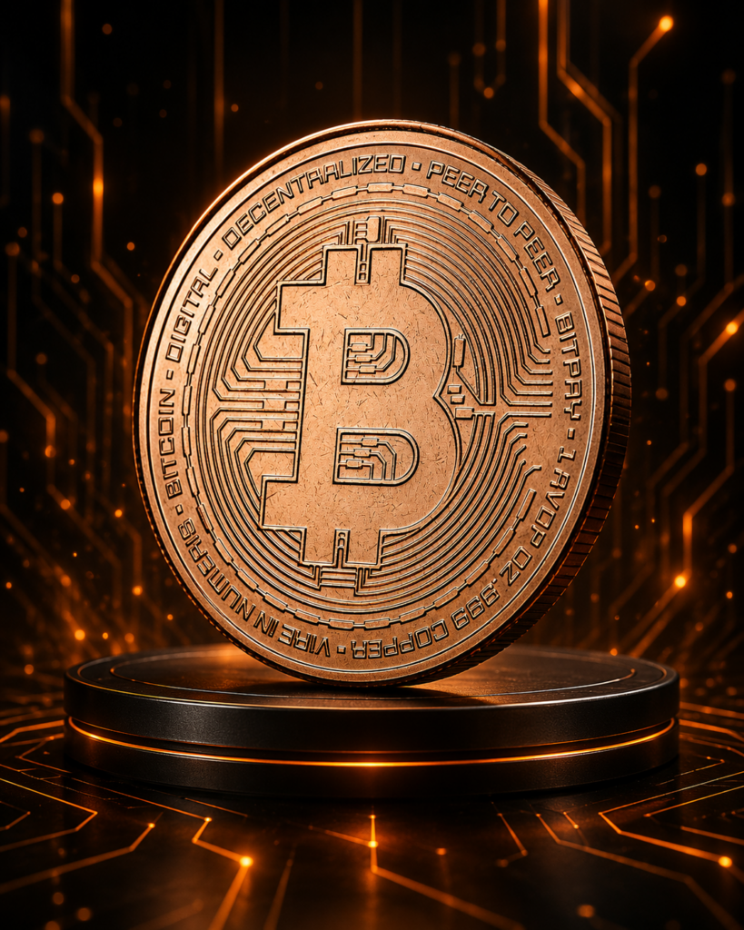 Bitcoin moneda de cobre